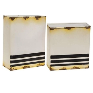 *2/Set Striped Distressed Metal Wall Pockets