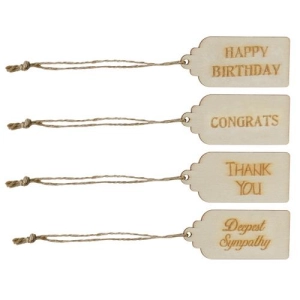 *4/Set Wood Greetings Tags