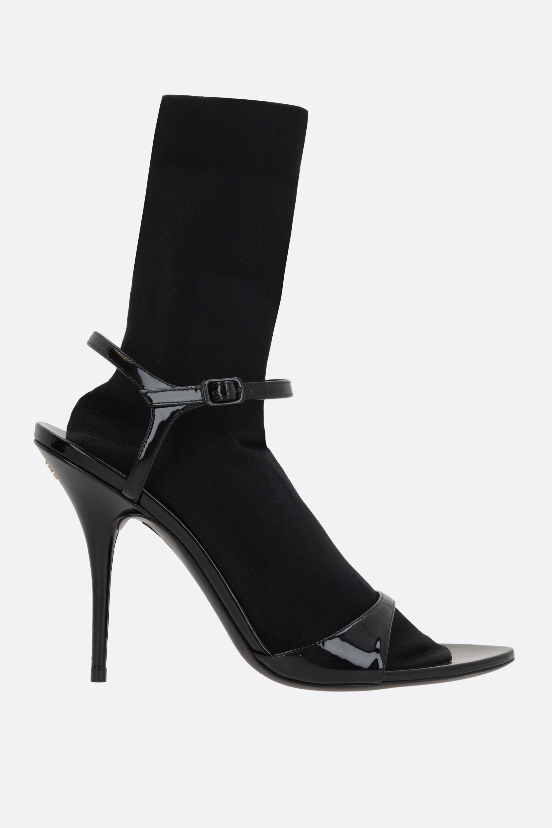 Avenue Sock sandals in patent leather and knit