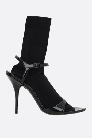 Avenue Sock sandals in patent leather and knit