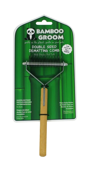 Bamboo Groom Double Sided Dematting Comb with Stainless Steel Teeth