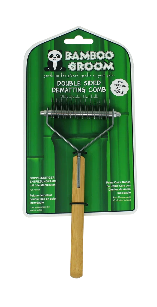 Bamboo Groom Double Sided Dematting Comb with Stainless Steel Teeth