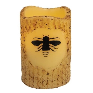 *Bee Burnt Ivory Timer Pillar Candle