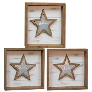 *Believe Family Love Shadowbox Sign 3 Asstd.