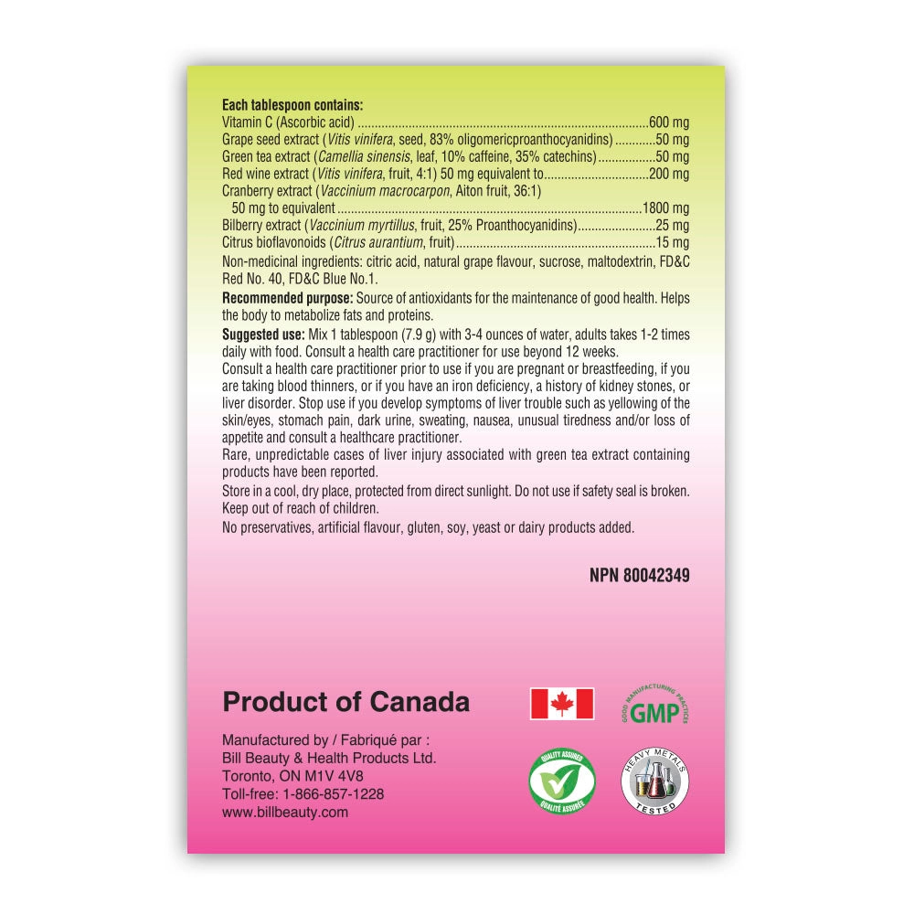 BILL Natural Sources® OPCs-7 Super Antioxidant Drink Mix Powder 300g