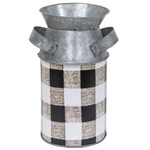 *Black & White Buffalo Check Milk Can Small