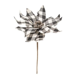 *Black & White Buffalo Check Poinsettia Pick