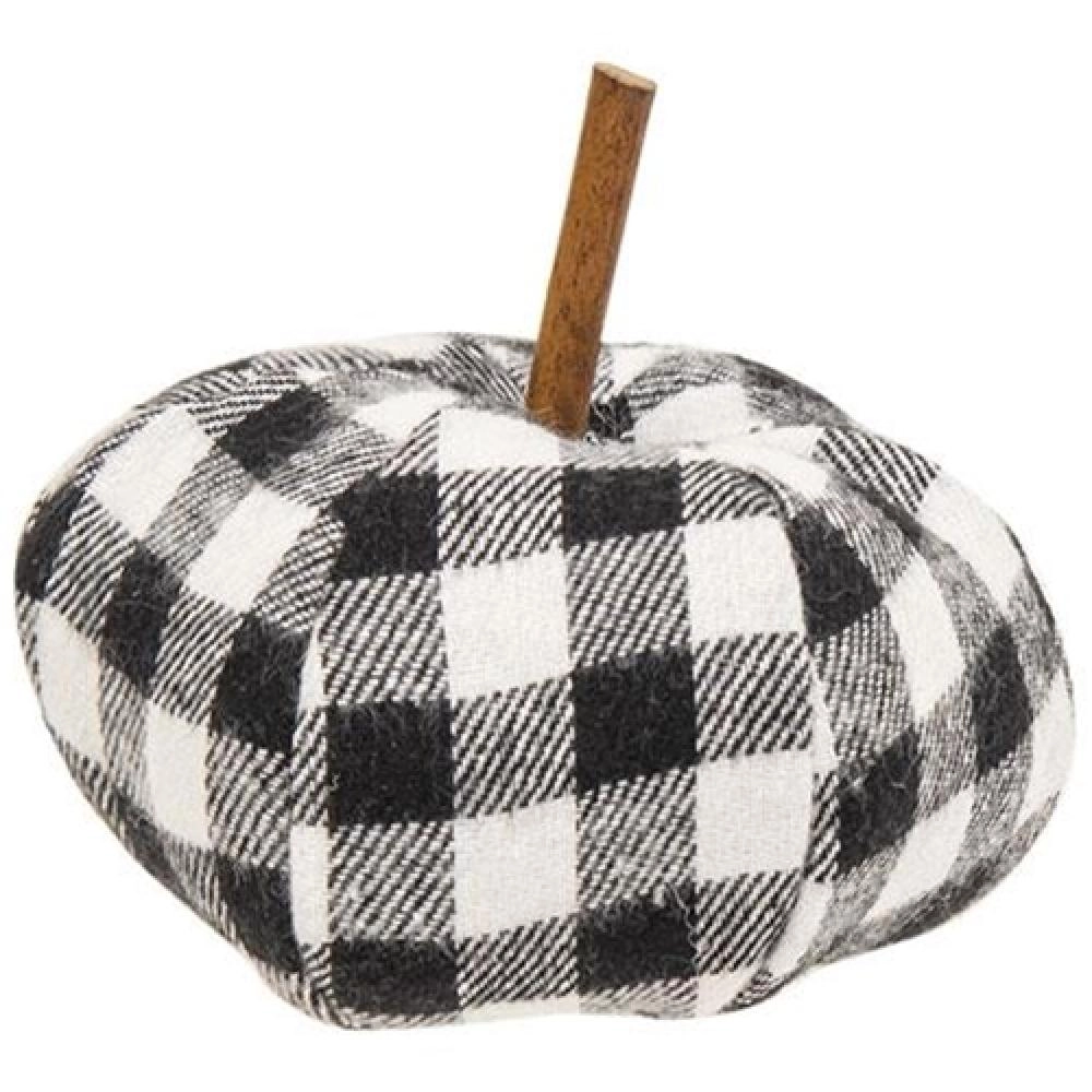 *Black & White Buffalo Check Stuffed Felt Pumpkin 3"