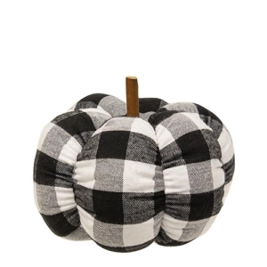 *Black & White Buffalo check Stuffed Pumpkin 6.5"