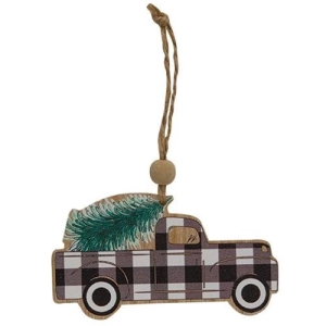 *Black & White Buffalo Check Truck Ornament