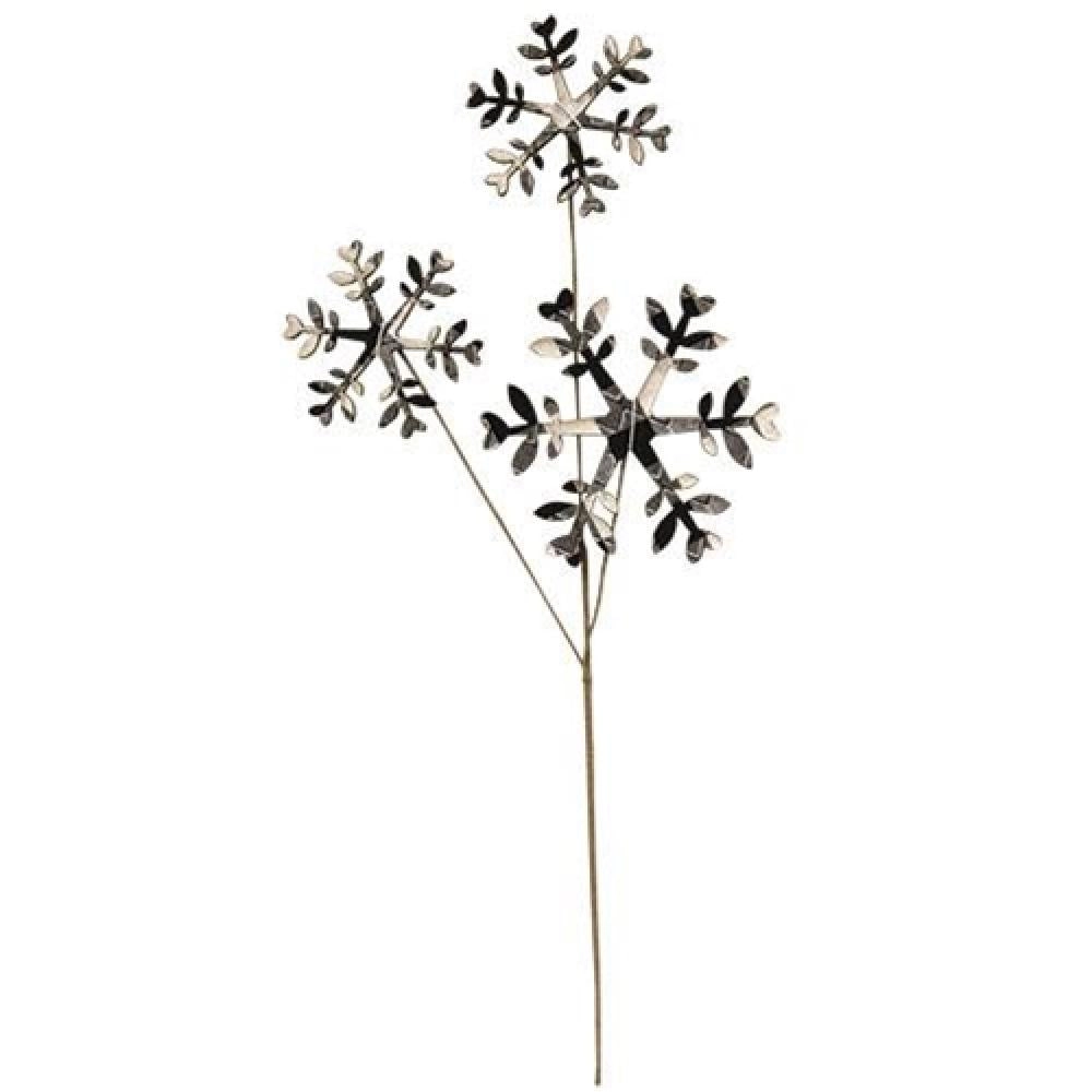 *Black & White Plaid Snowflake Pick 14"