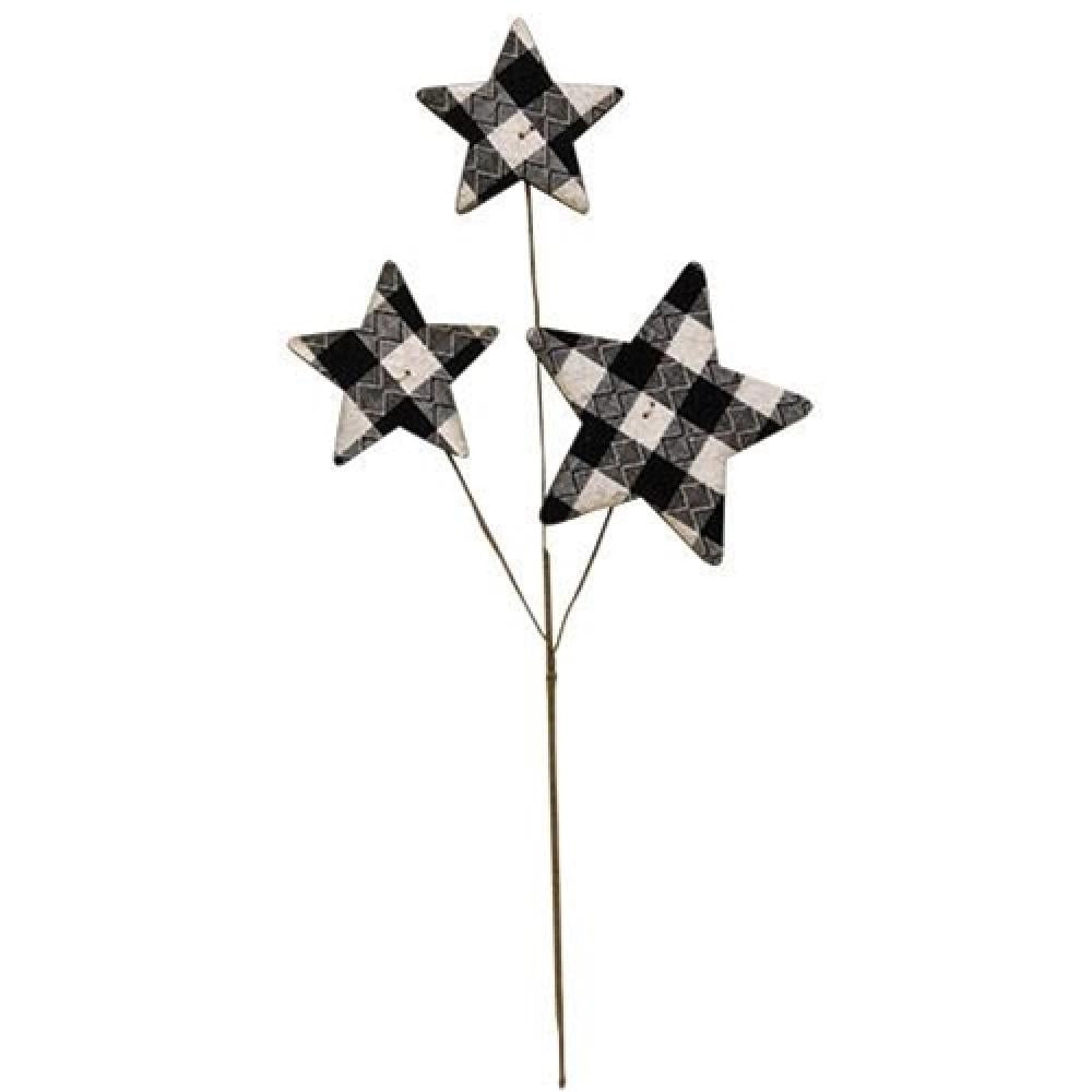 *Black & White Plaid Star Pick 14"