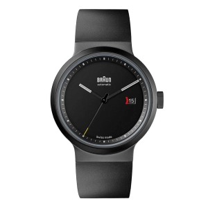 BN0279 Braun Swiss made automatic watch black dial and black rubber strap - limited edition