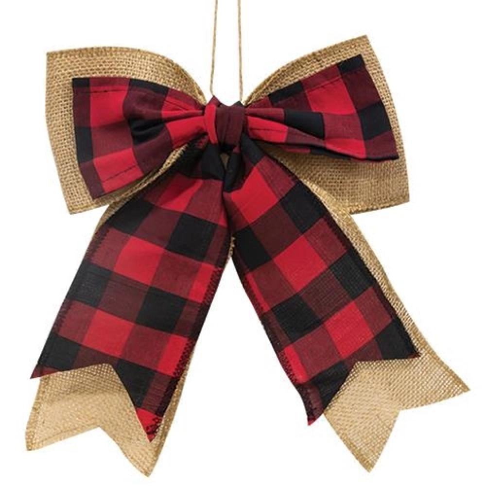 *Buffalo Check and Burlap Bow