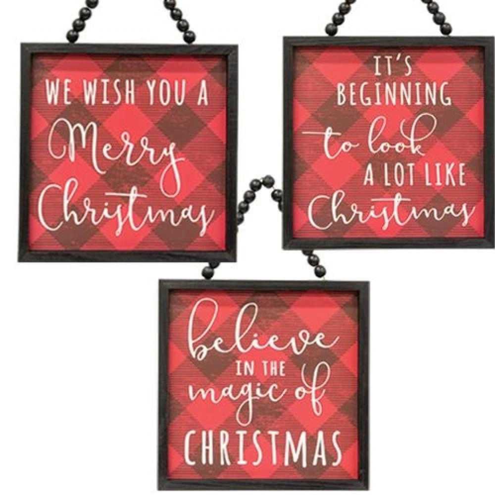 *Buffalo Check Believe in the Magic Beaded Sign 3 Asstd.