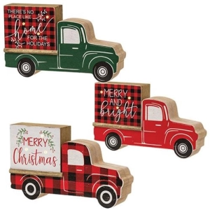 *Buffalo Check Christmas Truck with LED Lights 3 Asstd.