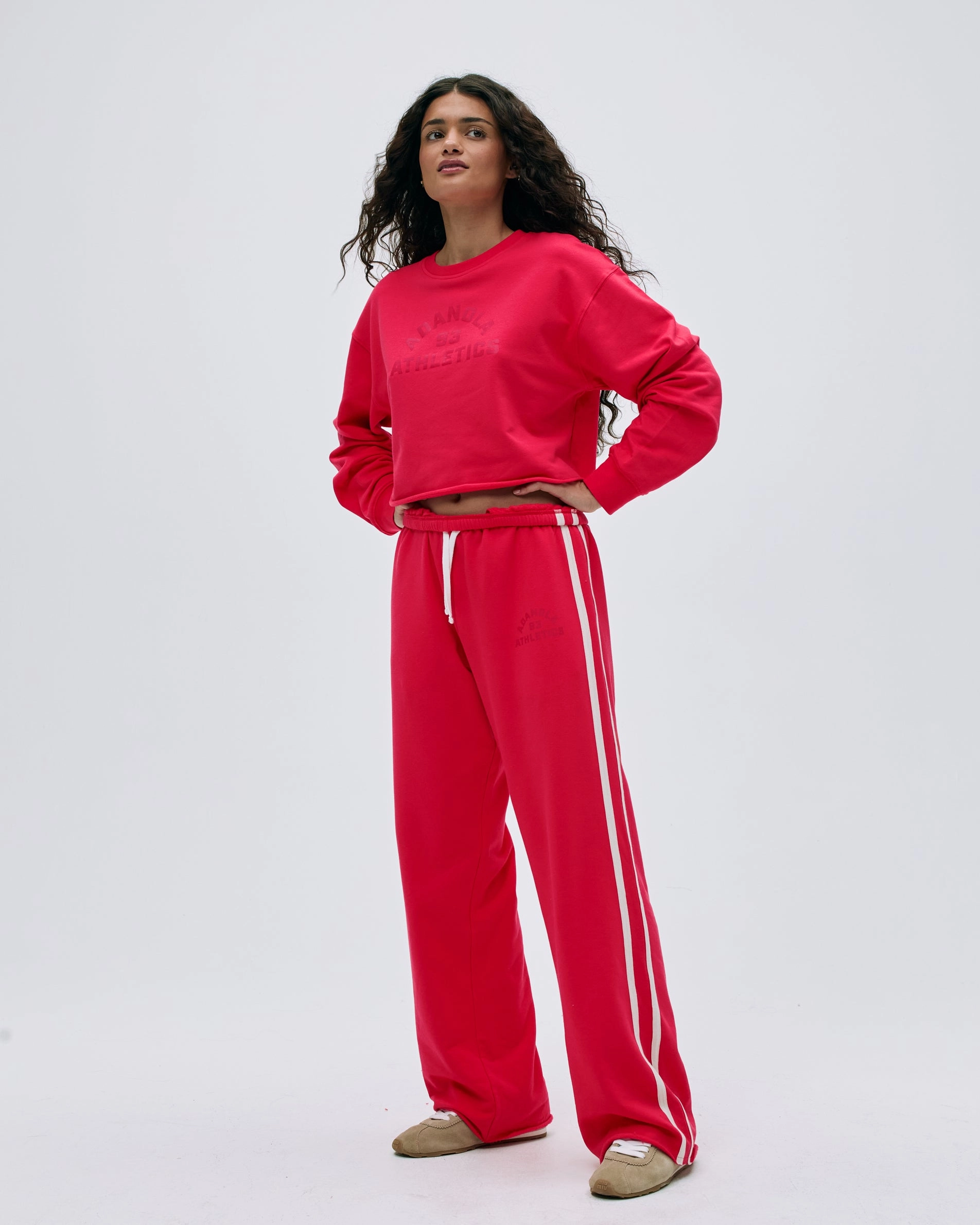 Campus Modal-Blend Crop Sweatshirt - Apple Red