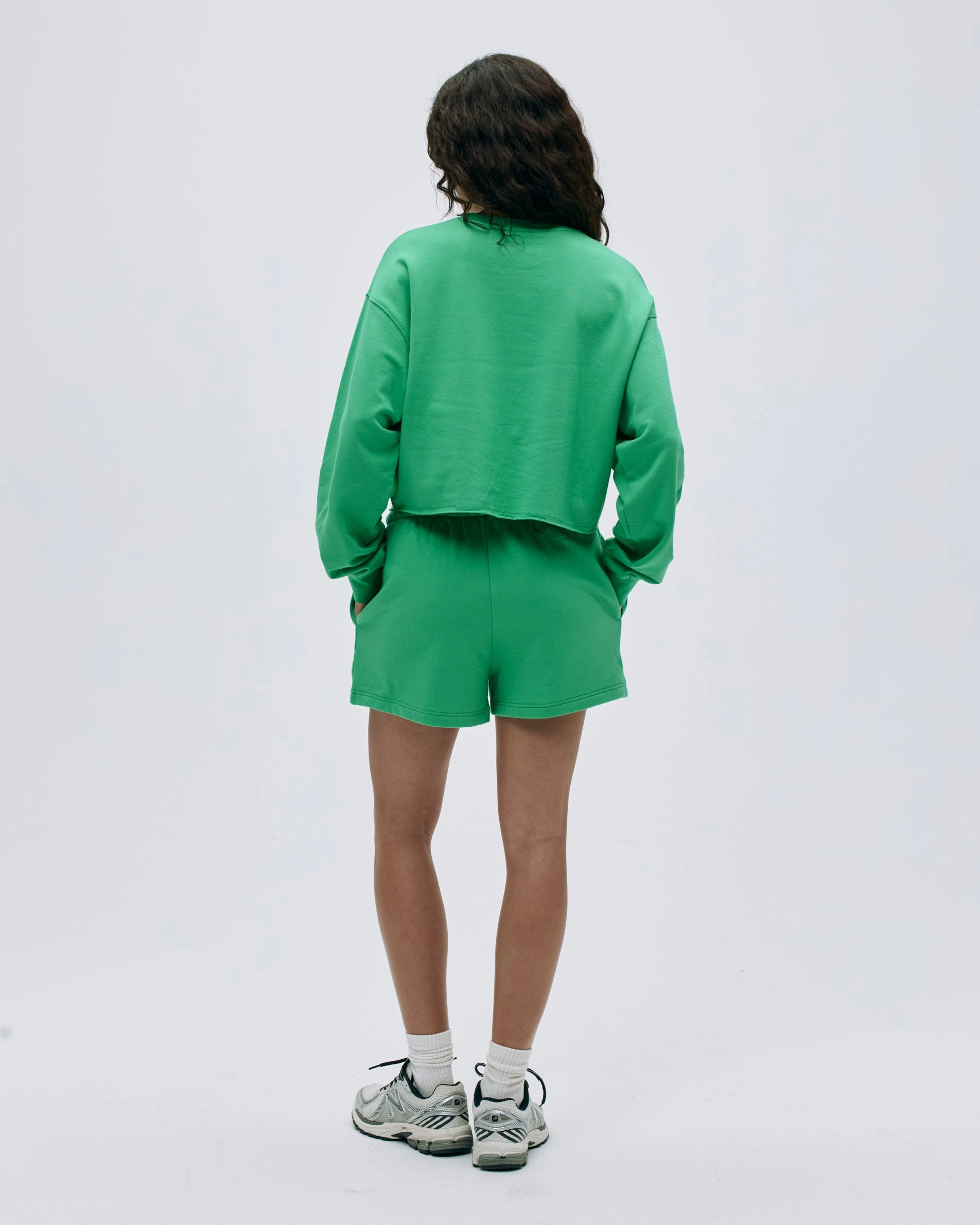 Campus Modal-Blend Sweat Shorts - Jade Green/Marshmallow White