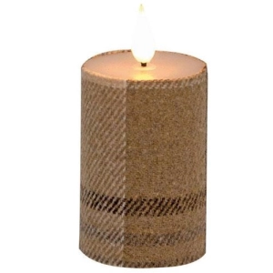 *Cozy Fall Plaid Realistic Flame LED Votive 3"