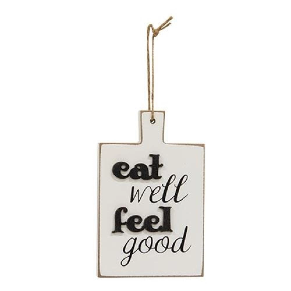 *Distressed Eat Well Feel Good Cutting Board Ornament