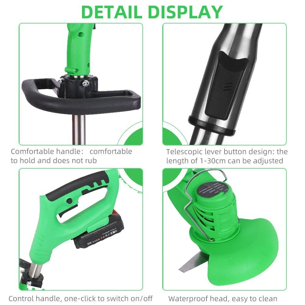 Electric Grass Trimmer Weed Eater Lawn Edger Cordless String Cutter 24V  Battery