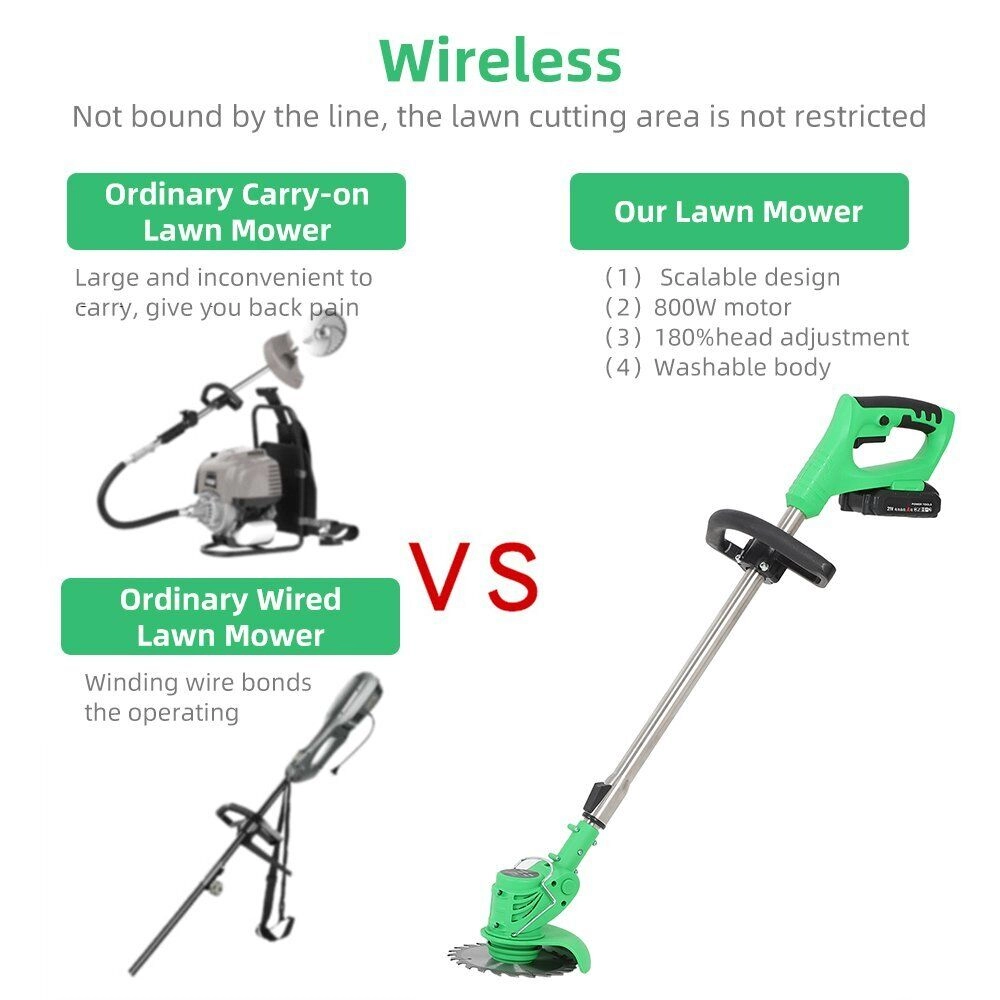Electric Grass Trimmer Weed Eater Lawn Edger Cordless String Cutter 24V  Battery