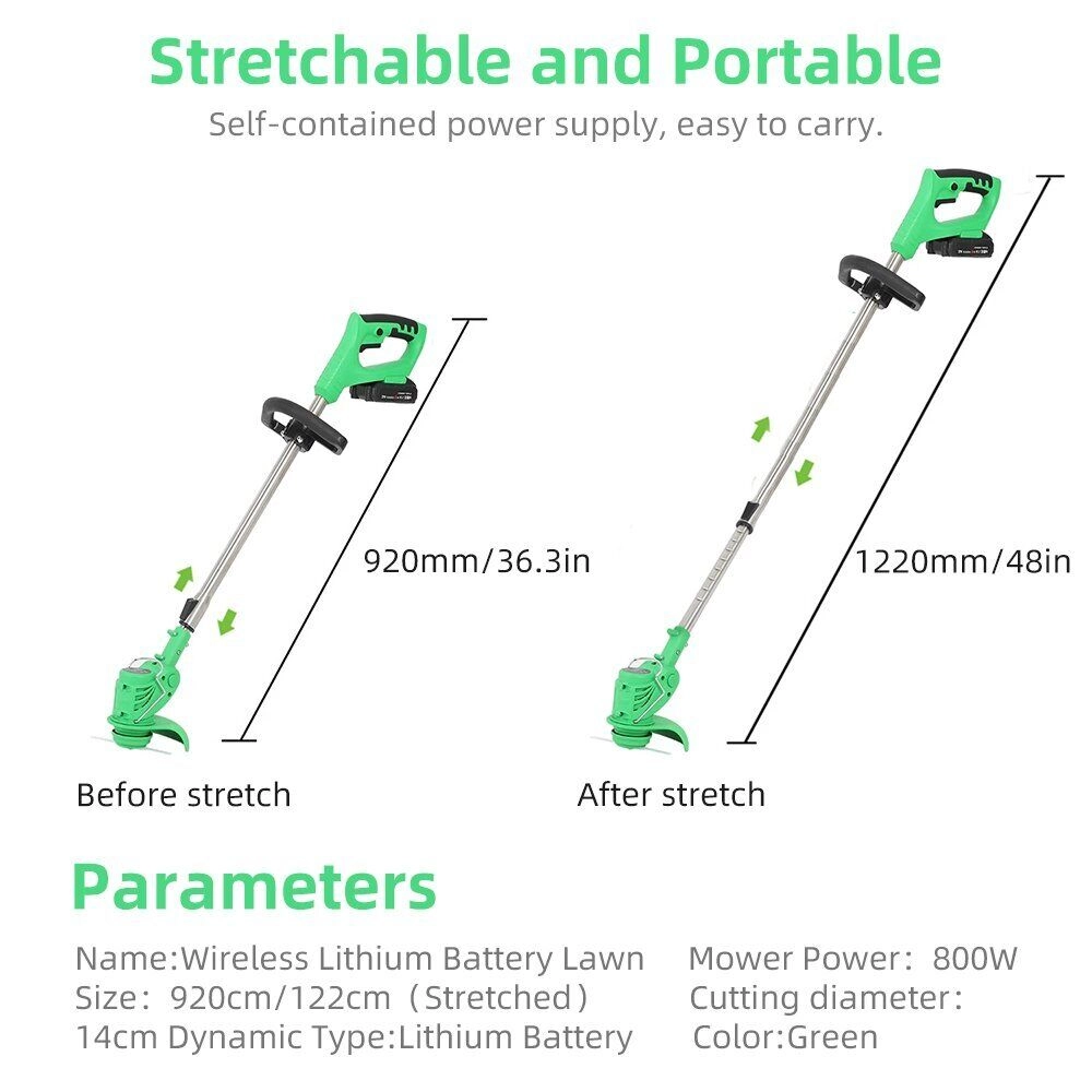 Electric Grass Trimmer Weed Eater Lawn Edger Cordless String Cutter 24V  Battery