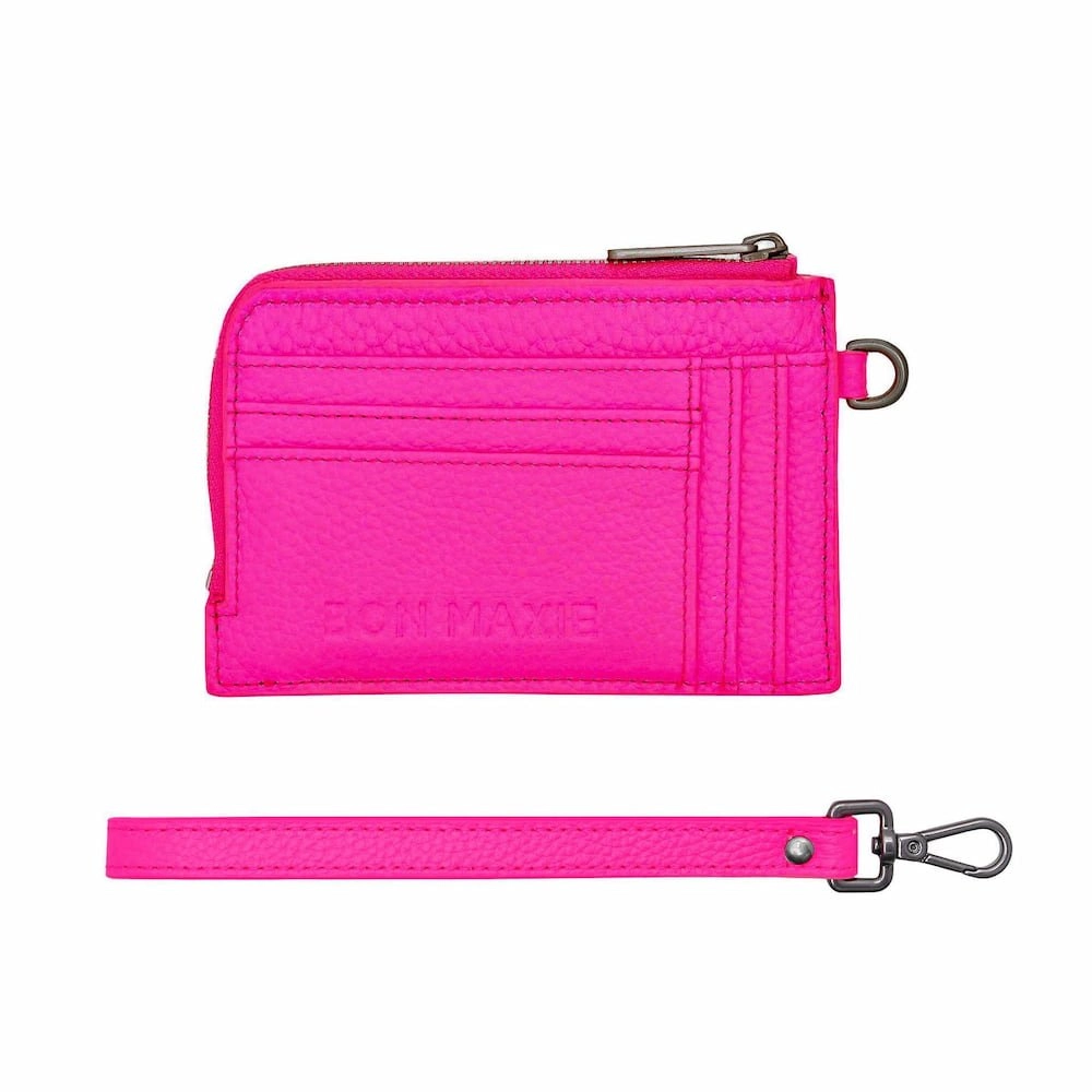 Everyday Leather Mini Wallet -- Neon Pink