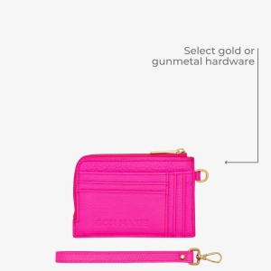 Everyday Leather Mini Wallet -- Neon Pink