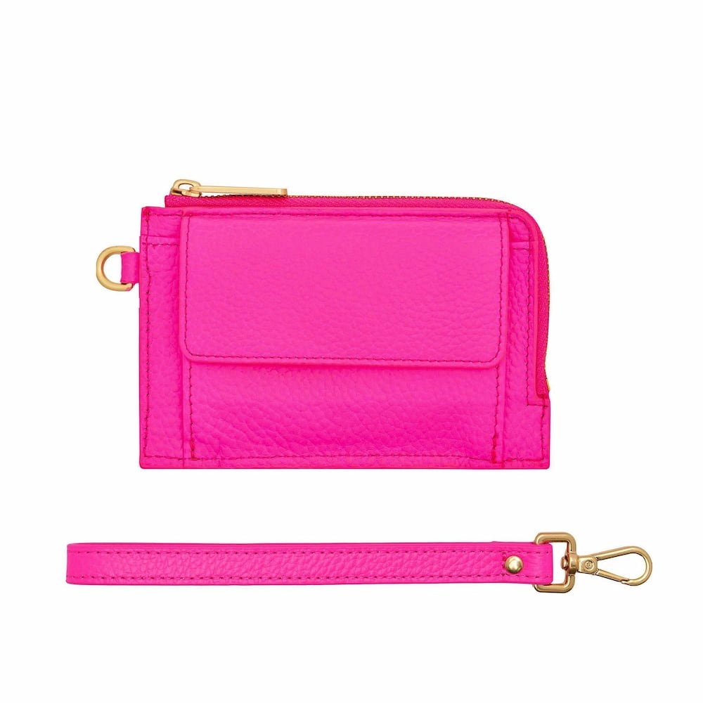 Everyday Leather Mini Wallet -- Neon Pink