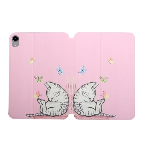 For iPad Mini Dual-folding Coloured Drawing Voltage Horizontal Flip PU Leather Tablet Case with