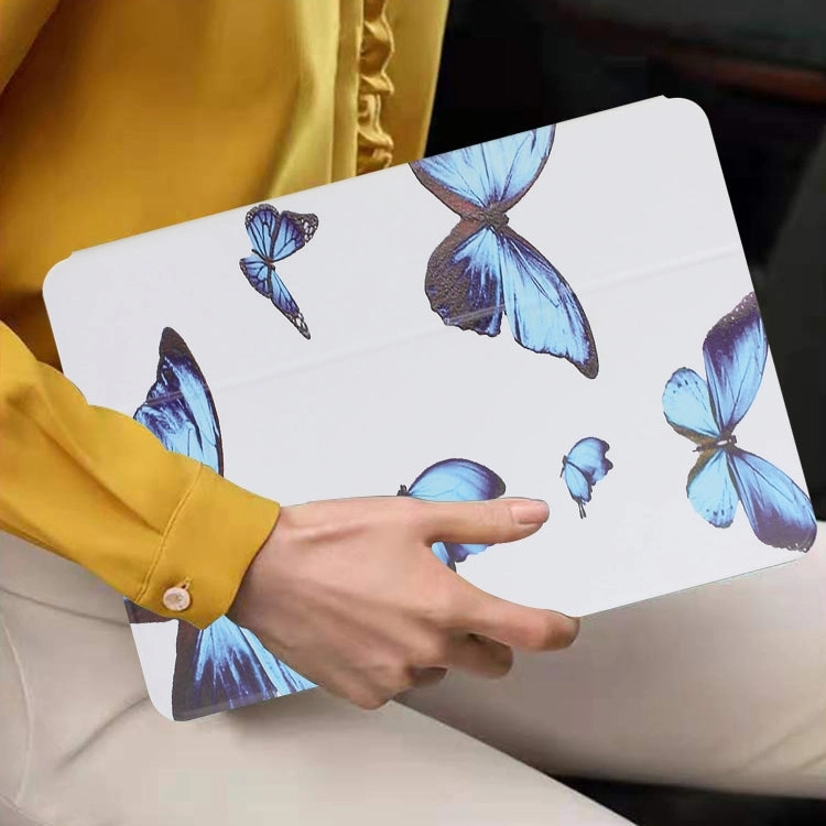 For iPad Mini Dual-folding Coloured Drawing Voltage Horizontal Flip PU Leather Tablet Case with