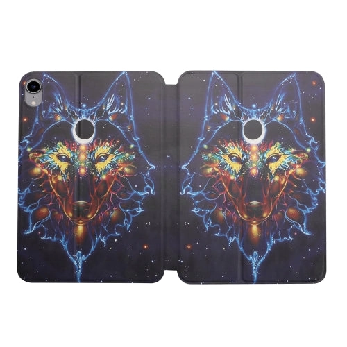 For iPad Mini Dual-folding Coloured Drawing Voltage Horizontal Flip PU Leather Tablet Case with
