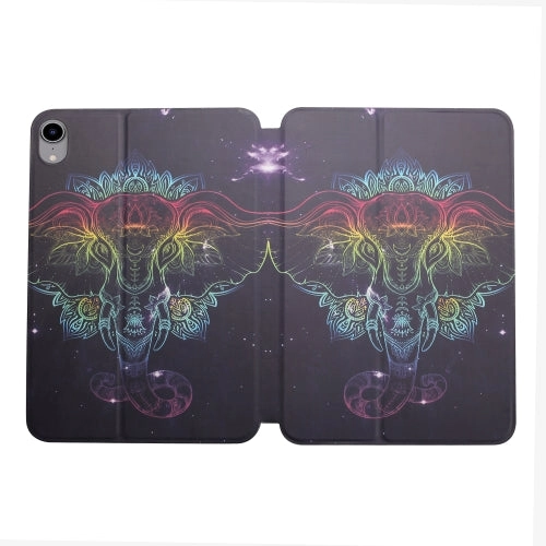For iPad Mini Dual-folding Coloured Drawing Voltage Horizontal Flip PU Leather Tablet Case with