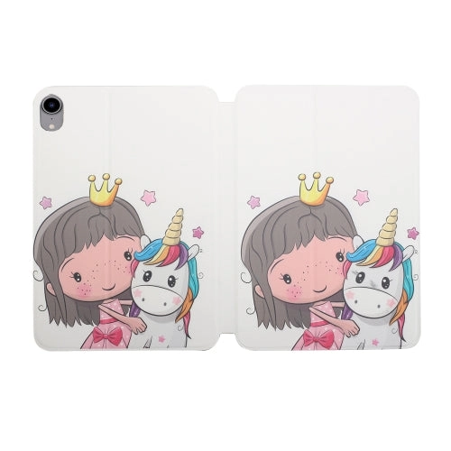 For iPad Mini Dual-folding Coloured Drawing Voltage Horizontal Flip PU Leather Tablet Case with
