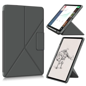 For iPad Pro 12.9 (2021) Cloth Texture Multi-folding Horizontal Flip PU Leather Shockproof Tablet