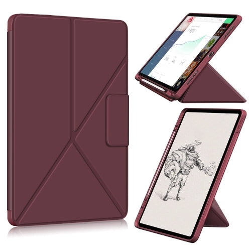 For iPad Pro 12.9 (2021) Cloth Texture Multi-folding Horizontal Flip PU Leather Shockproof Tablet