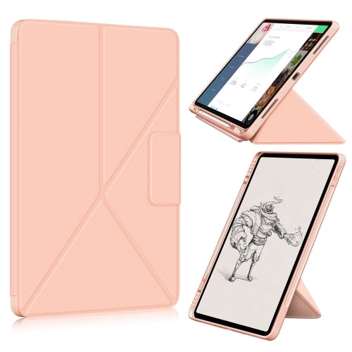 For iPad Pro 12.9 (2021) Cloth Texture Multi-folding Horizontal Flip PU Leather Shockproof Tablet
