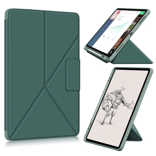 For iPad Pro 12.9 (2021) Cloth Texture Multi-folding Horizontal Flip PU Leather Shockproof Tablet