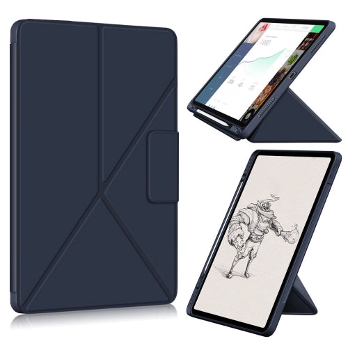 For iPad Pro 12.9 (2021) Cloth Texture Multi-folding Horizontal Flip PU Leather Shockproof Tablet