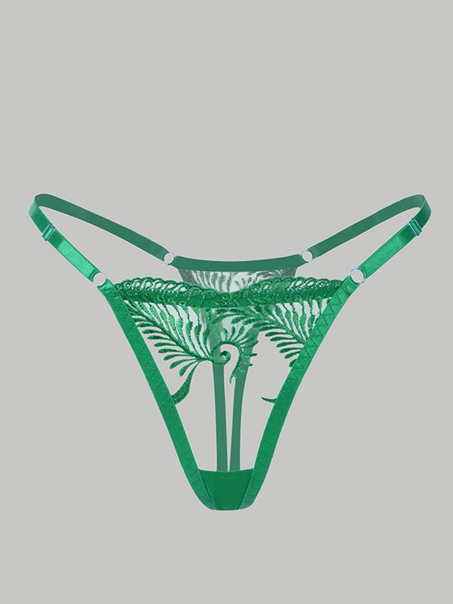 Green Embroidery Adjustable Thong