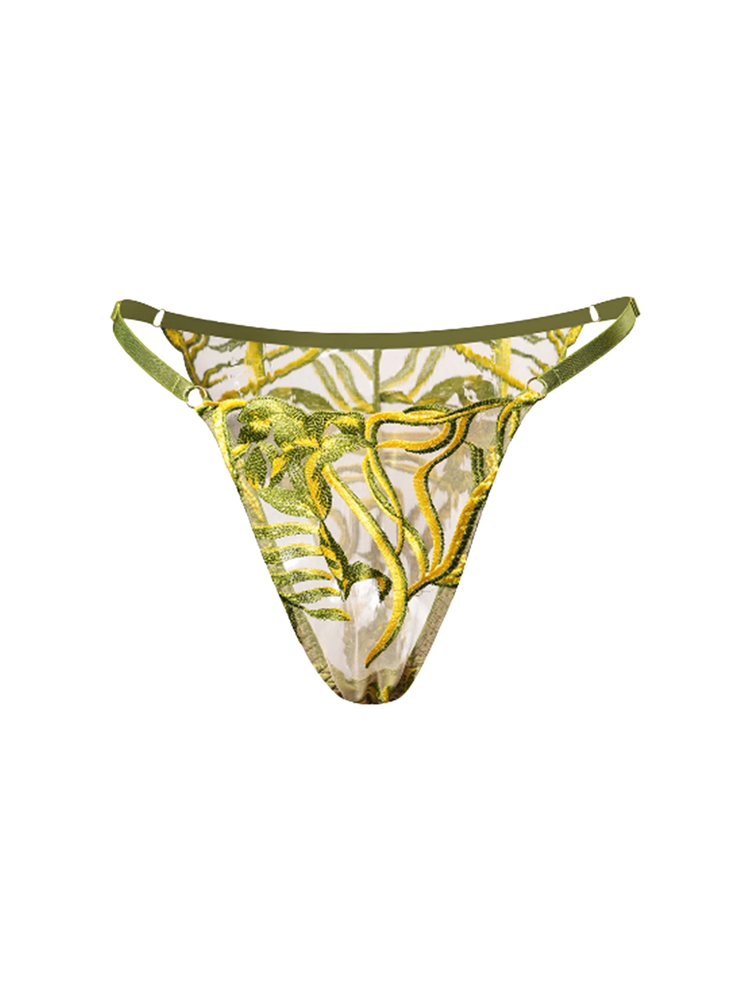 Green Leaves  Embroidered Thong