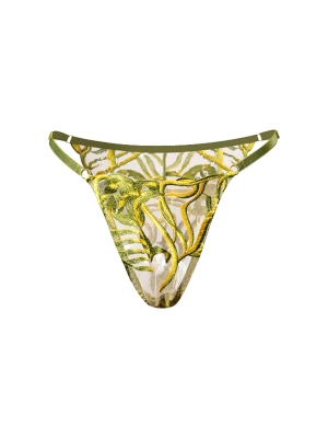 Green Leaves  Embroidered Thong