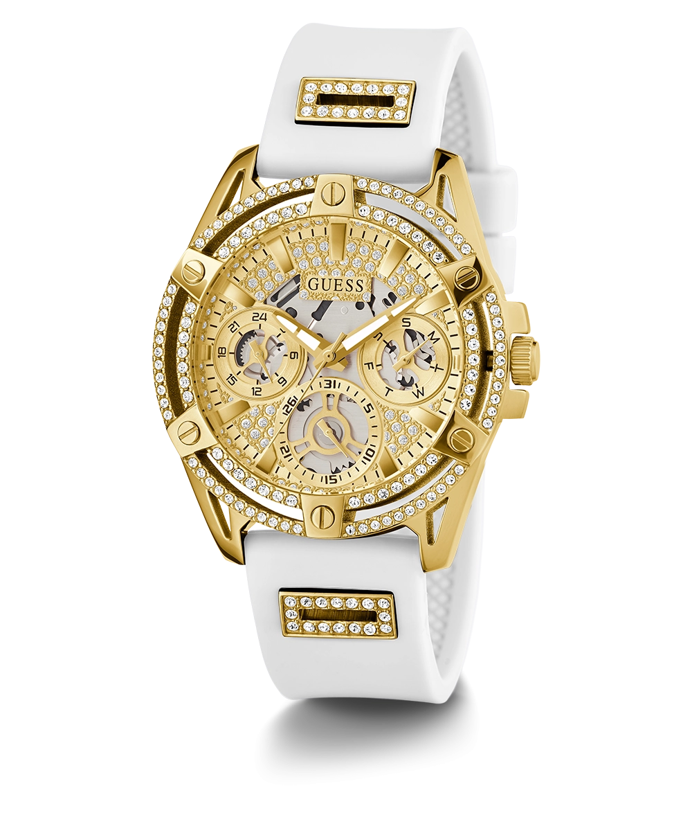 GUESS Ladies White Gold Tone Multi-function Watch