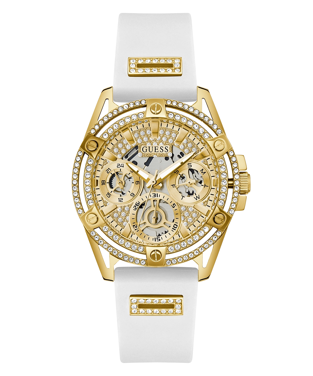 GUESS Ladies White Gold Tone Multi-function Watch