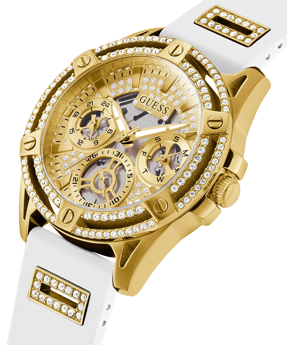 GUESS Ladies White Gold Tone Multi-function Watch