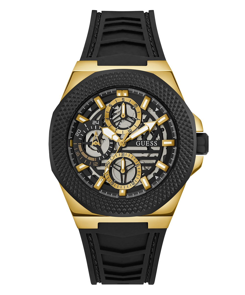 GUESS Mens Black 2-Tone Multi-function Watch