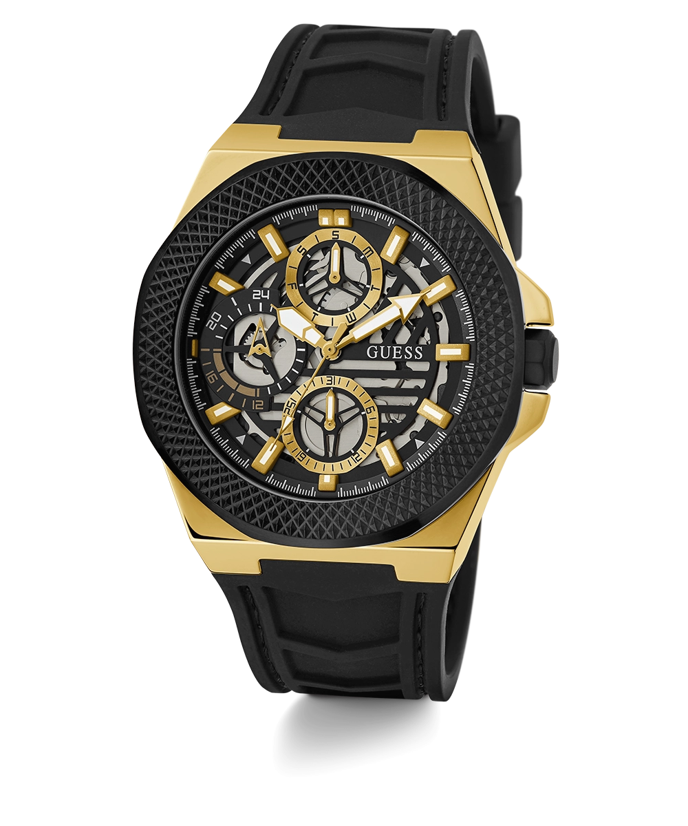 GUESS Mens Black 2-Tone Multi-function Watch