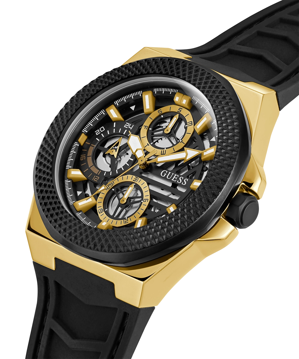 GUESS Mens Black 2-Tone Multi-function Watch