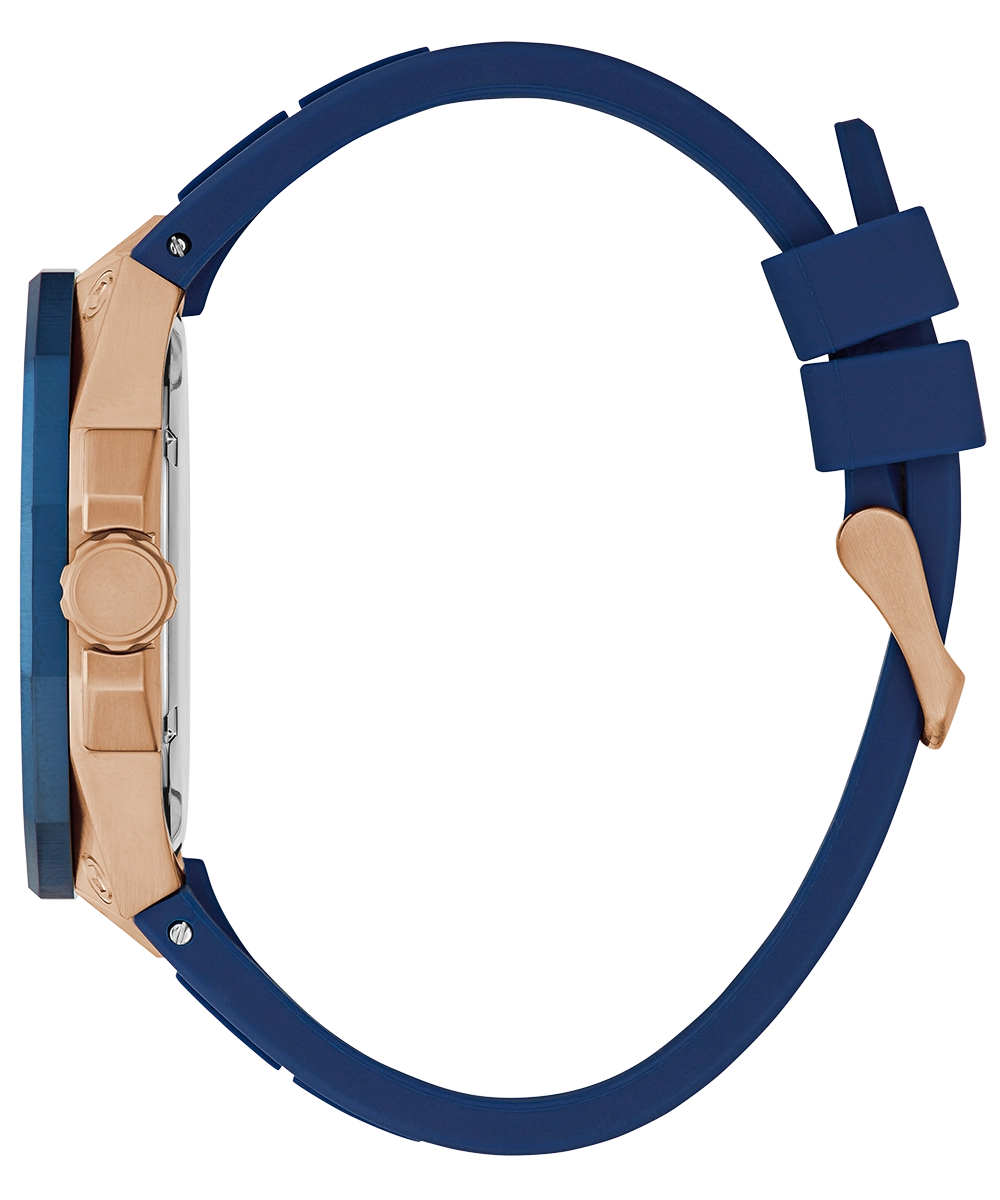 GUESS Mens Blue Rose Gold Tone Multi-function Watch